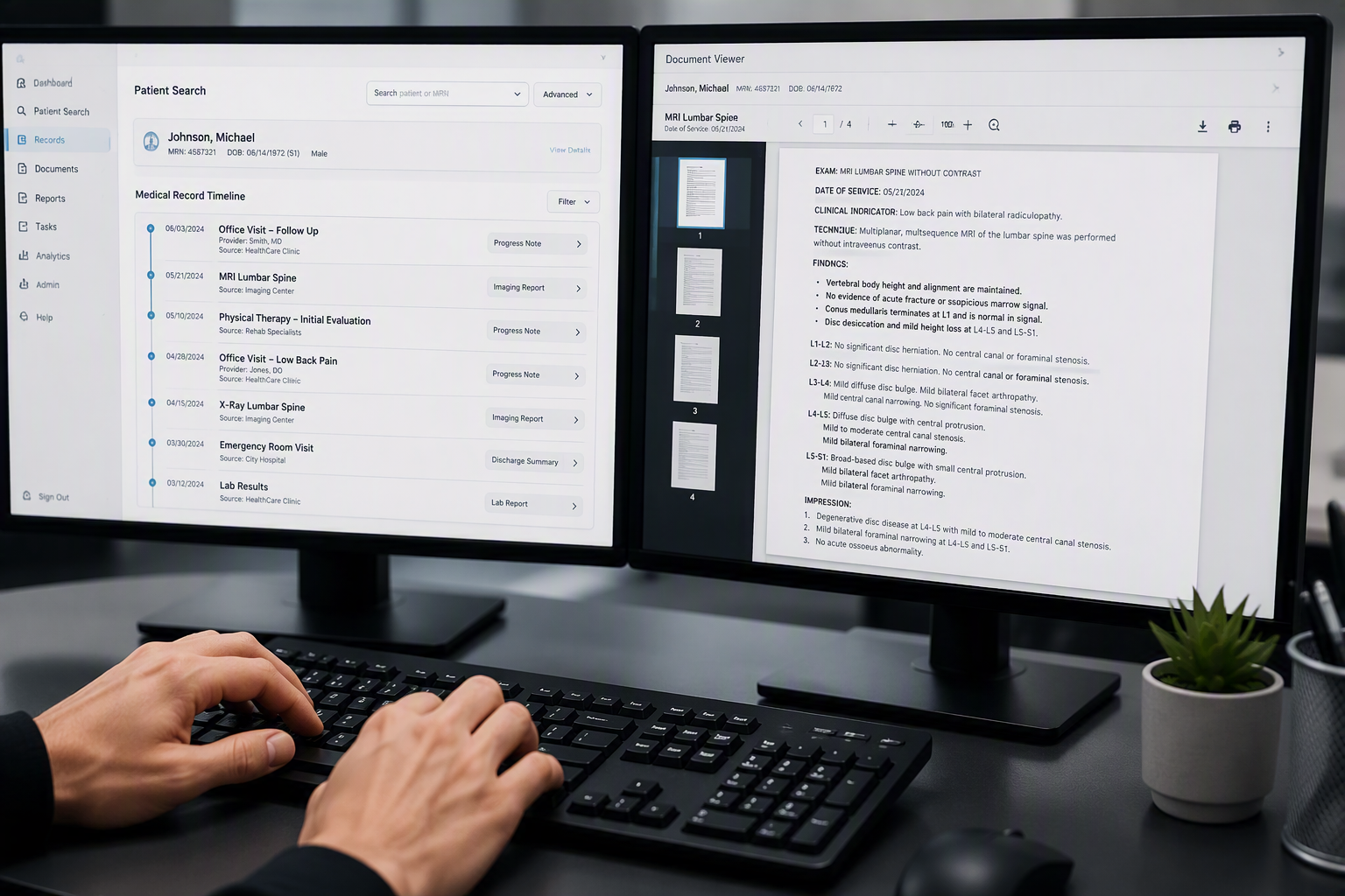 medical charts on computer